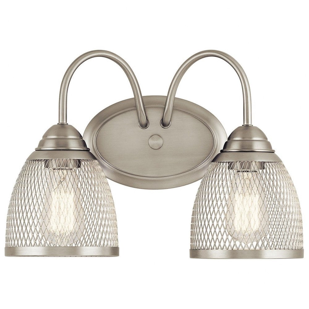 55042NI Kichler Lighting Voclain - 2 Light Bath Vanity Approved for Damp Locations - with Vintage Industrial inspirations - 10.5 inches tall by 16