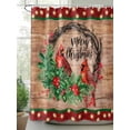 thumbnail image 2 of Merry Christmas Shower Curtain Set ，Waterproof Fabric Shower Curtains Red Bird Berry Green Leaf Brown Wood Grain Shower Curtains for Bathroom,Bathroom Decor 72"x84", 2 of 6