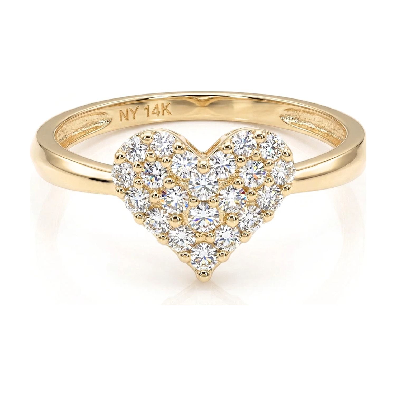 Tilo Jewelry 14K Yellow Gold .31 Carat Diamond Heart Dainty Promise Band Ring | Size 5 | Lab Grown Diamond Statement Ring for Women & Unisex