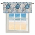 thumbnail image 4 of Kitchen Valances for Window, Marine Life Sea Turtles Light Filtering Rod Pocket Valance Curtain, Sea Stars Fish Corals Short Curtains Window Topper for Bedroom Bathroom Living Room 60x18in, 4 of 9