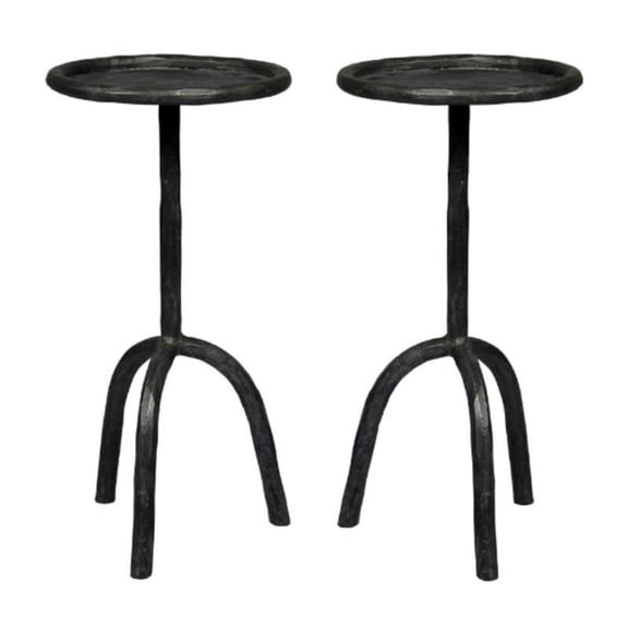 Home Square Modern Cast Iron End Table in Black Finish - Set of 2