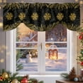 thumbnail image 6 of Gold Winter Snowflakes Tie Up Valances Curtain, Plant Pine Branch Black Background Adjustable Rod Pocket Short Window Treatment Tie Up Curtains Valances for Kitchen Living Room Bathroom 42x18 Inches, 6 of 9