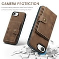thumbnail image 4 of 2 in 1 Detachable Wallet Back Cover for iPhone 16e, Vintage Premium PU Leather Kickstand Case with Card Holder Pocket & Wireless Charging Slim Phone Cases Cover for iPhone 16e, Brown, 4 of 8