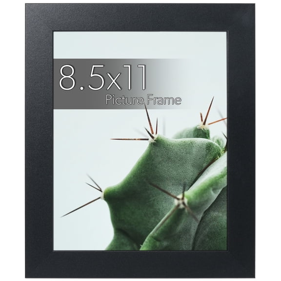 8.5x11 Picture Frame with Easel for Shelf Décor, Black Frame Displays Vertically or Horizontally, Includes High Clarity Glass