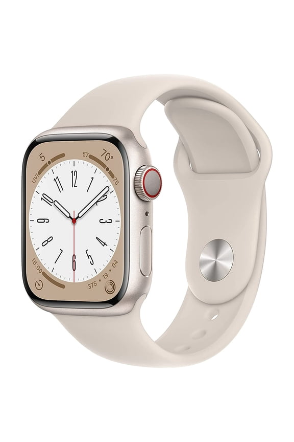 Restored Apple Watch Series 8 GPS 41mm Starlight Aluminum Case with Starlight Sport Band - M/L (Refurbished)
