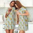 thumbnail image 4 of Xecao Blue White Striped Sunflower for Women's Loose Nightgown Sleepwear Short Sleeves Shirt Casual Print Sleepdress, 4 of 6