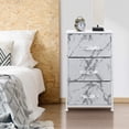 thumbnail image 2 of 3 Drawer Nightstand Chest End-Table Dresser - White Frame White Marble, 2 of 7