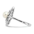 thumbnail image 3 of Solid 14k White Gold 5.5mm Freshwater Cultured Pearl VS Diamond Ring Band Size 7.5 (.02 cttw.), 3 of 5