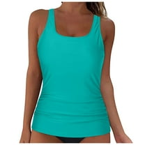 Hessimy Womens Tankini Top Only Athletic Swim Top Modest Tankini Swimsuit No Bottom(Z03-Mint Green,M)