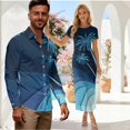 thumbnail image 2 of Psesaysky Wolf Camo American Flag Couples Matching Outfit Guest Patriotic Dress Shirts for Couples Mens Button Up Shirts Match Bodycon Dress Sexy Pencil Long Dress for Party, 2 of 6
