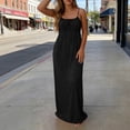 thumbnail image 6 of ClodeEU Women's Backless Tie Back Crewneck Sleeveless Spaghetti Strap Maxi Dress ,Loose Fit Casual Long Dress Black,Women's Plus XL, 6 of 8