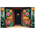 thumbnail image 7 of LUUFILx Tropical Hawaiian Welcome Banner Tiki Mask Backdrop Aloha Party Decoration Summer Festive Event Luau Background Colorful Floral Beach Vibes, 7 of 7