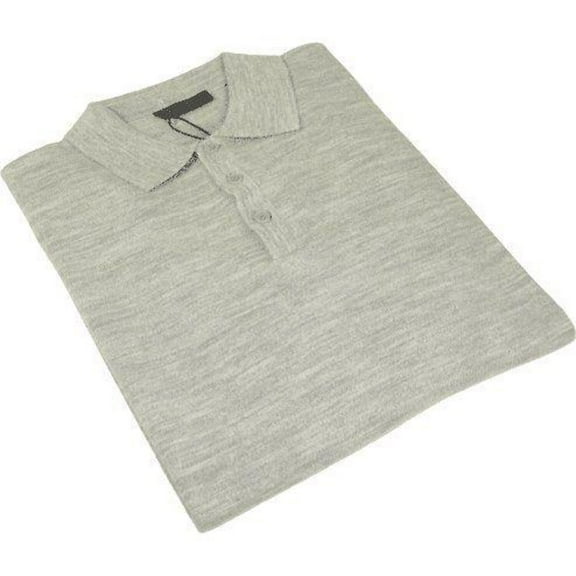 Mens PRINCELY Soft Merinos Wool Sweater Knits Lightweight Polo 1011-40 Silver