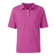 thumbnail image 6 of Women Pocket Lapel Short Sleeve Polo Shirt, Loose Side Slit Double Yarn Polyester Casual Button Top(Deep Red3XL), 6 of 7