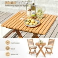 thumbnail image 6 of Costway 3-Piece Folding Bistro Set with Removable Seat Cushions Outdoor Table and Chairs, 6 of 10