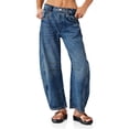 thumbnail image 4 of Women's  Mid Rise Baggy Boyfriend Jeans Vintage Wide Leg Barrel Denim Ankle Pants, 4 of 6