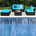 thumbnail image 3 of Gymax Ensemble de Conversation de Patio en Rotin 5 Pcs Ensemble de Meubles d'Extérieur avec Coussin Ottoman, 3 of 10