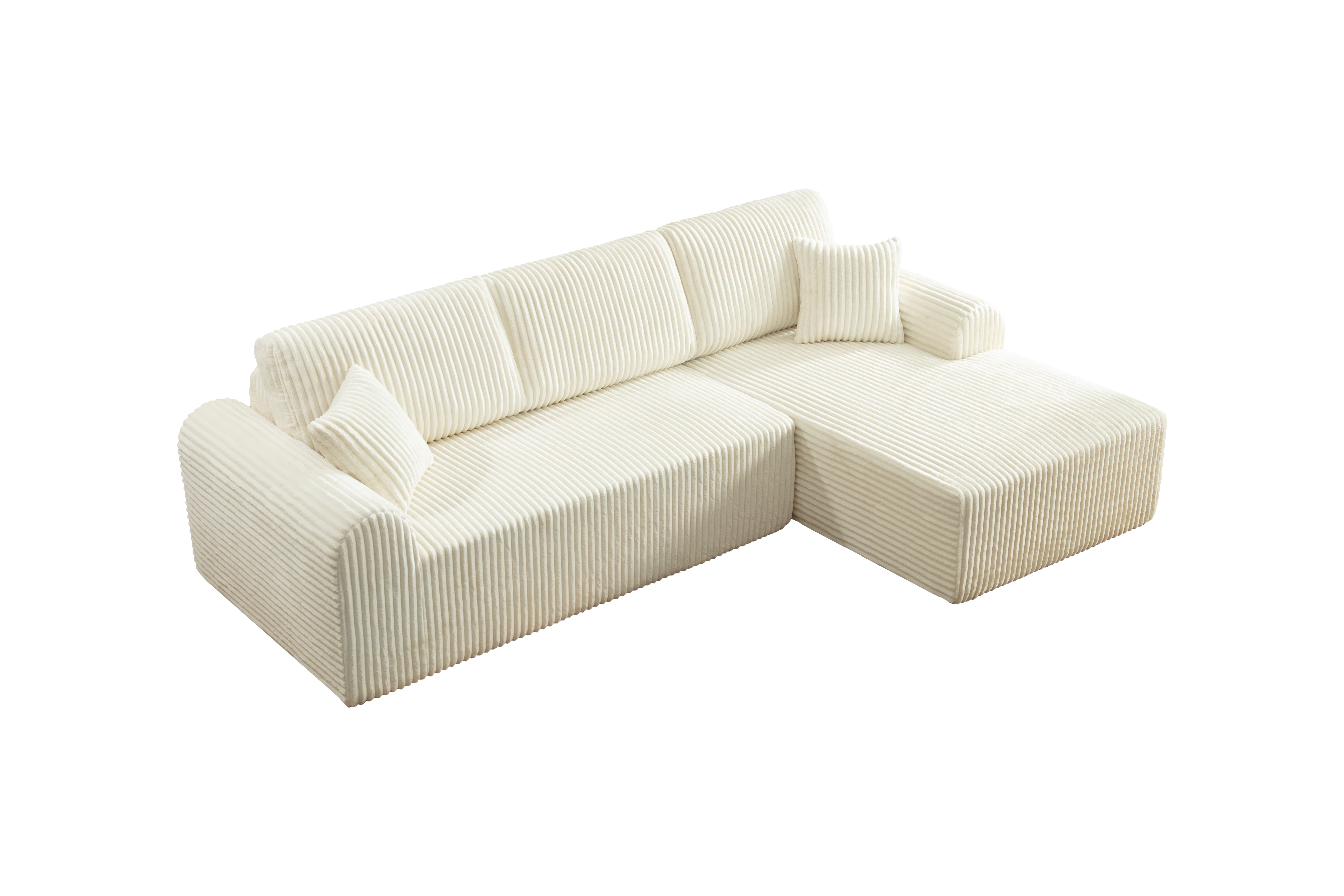 Shikeyi 109" Cloud Modular Sectional Sofa Couch with L-Shape Chaise,Modern Minimalist Upholstered Boneless Couches for Living Room Bedroom, White