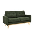 thumbnail image 4 of 67.7''Mid-Century Modern Sofa Couch, Upholstered Tufted Loveseat Sofa with Solid Wood Legs, 2 Seat Small Couch with Thick Padded Cushions Comfy Couches for Small Spaces Bedroom Living Room, Green, 4 of 7