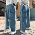 thumbnail image 4 of WOYY Boys Cargo Jeans Elastic Waist Straight Leg Denim Pants Kids Trousers, Sizes 10-11, 4 of 8