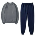thumbnail image 2 of Winter Save Big! Kiplyki Women's Gym Sport Suit Solid Round Neck Pullover Casual Sports Pants Sports Set, 2 of 5