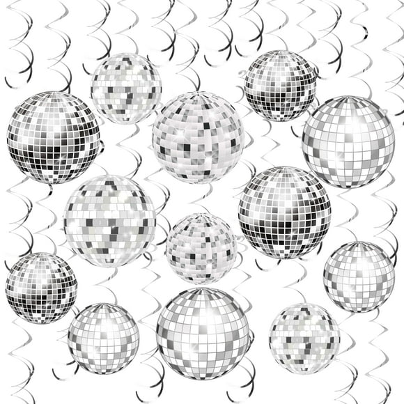 Decoraciones para fiestas de discoteca en espiral para colgar bolas de discoteca, 54 unidades