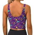 thumbnail image 4 of Goofa Retro 80s Style Printed Sports Bras for Women, High Impact Running Bra Workout Crop Tank Tops Longline Sports Bra Push up-X-Large, 4 of 9