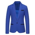 thumbnail image 2 of Yaoyar Men's Casual Solid Blazer Coats Slim Fit One Button Turn-down Collar Wedding Dinner Suit Jacket Blue M, 2 of 9