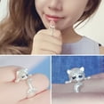 thumbnail image 2 of PVCS Big Blue Eyes Cat Ring Cute Cat Ring Female Open Cat Paw Cat, 2 of 3