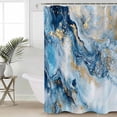 thumbnail image 5 of Abstract Marble Texture Shower Curtain, 66" x 72", Gradient Green Gold Waves Waterproof Bathroom Curtain Washable Shower Curtain Set with 12 Hooks, 5 of 6
