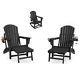 thumbnail image 1 of Folding Adirondack Rocking Chairs Set of 2 – HDPE Outdoor Patio Chairs with Retractable Ottoman, Footrest, Built-in Cup Holder, Extra Wide Armrests – All-Weather, Heavy Duty Garden Rockers – 2 Pack, 1 of 7
