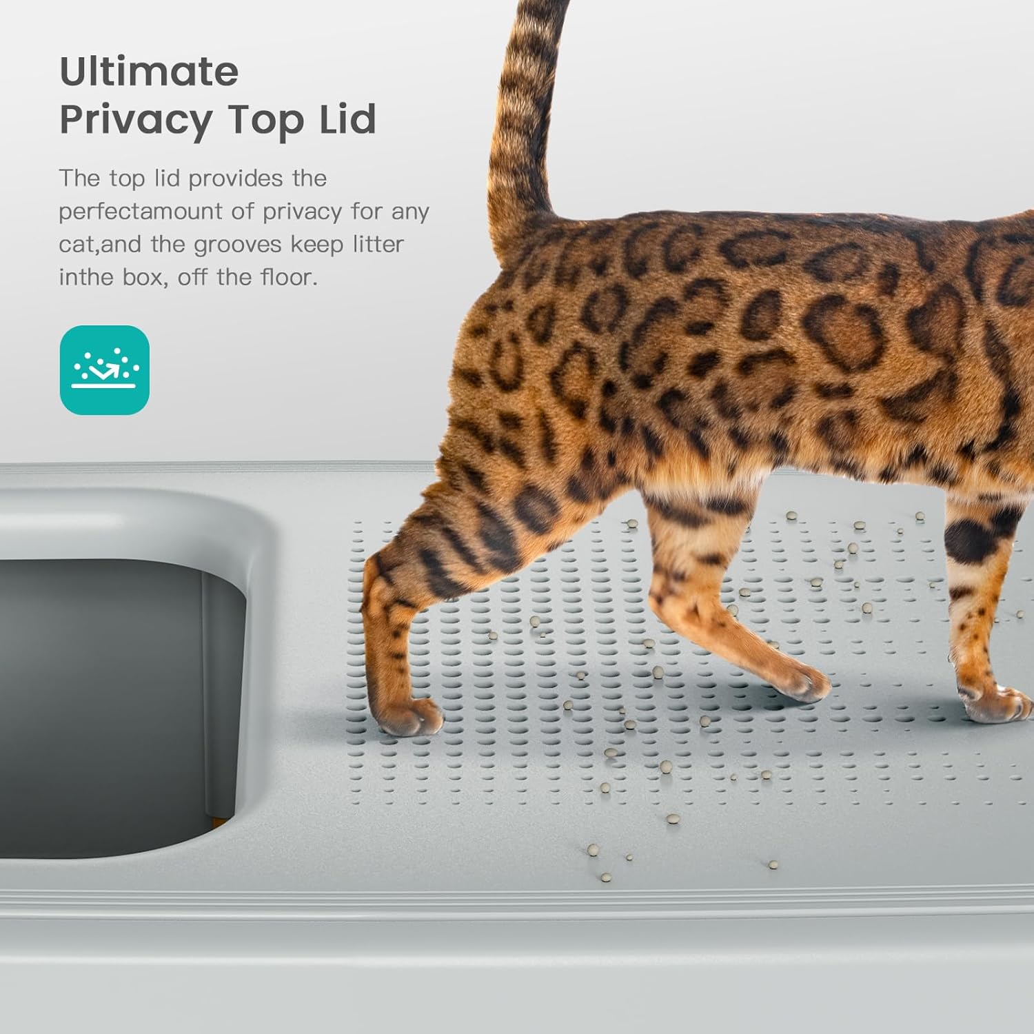Enclosed Stainless Steel Cat Litter Box with Lid, XL Extra Large Litter Box for Big Cats, Metal Litter Pan High Sided, Never Absorbs Odors, Anti-Urine Leakage, Easy Cleaning, Include Scoop