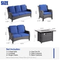 thumbnail image 3 of Vcatnet 5 Pieces Outdoor Patio Furniture Sectional Sofa All-weather Conversation Set with Fire Pit Table for Garden,Poolside,Navy blue, 3 of 9