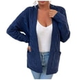 thumbnail image 1 of Styesk Cardigan Sweaters for Women Open Front Chunky Long Cardigans Casual Loose Fit Crochet Sweaters Versatile Solid Color Fall Outfits Comfy Long Sleeve Knit Cardigans with Pockets, 1 of 4
