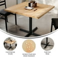 thumbnail image 4 of Flash Furniture 36" Square Solid Wood Commercial Indoor Tabletop in Natural with 30" x 30" Dining Height Rust-Resistant Black Cast Iron X-Base, 4 of 10
