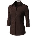 thumbnail image 2 of Doublju Women's 3/4 Sleeve Slim Fit Button Down Dress Shirt (Plus Size Available), 2 of 5