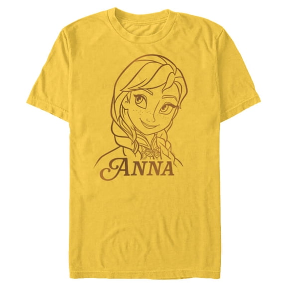 Disney Princess Celebration Minimalist Lines Frozen Anna - Short Sleeve Blended T-Shirt for Adults - Customized-Yellow