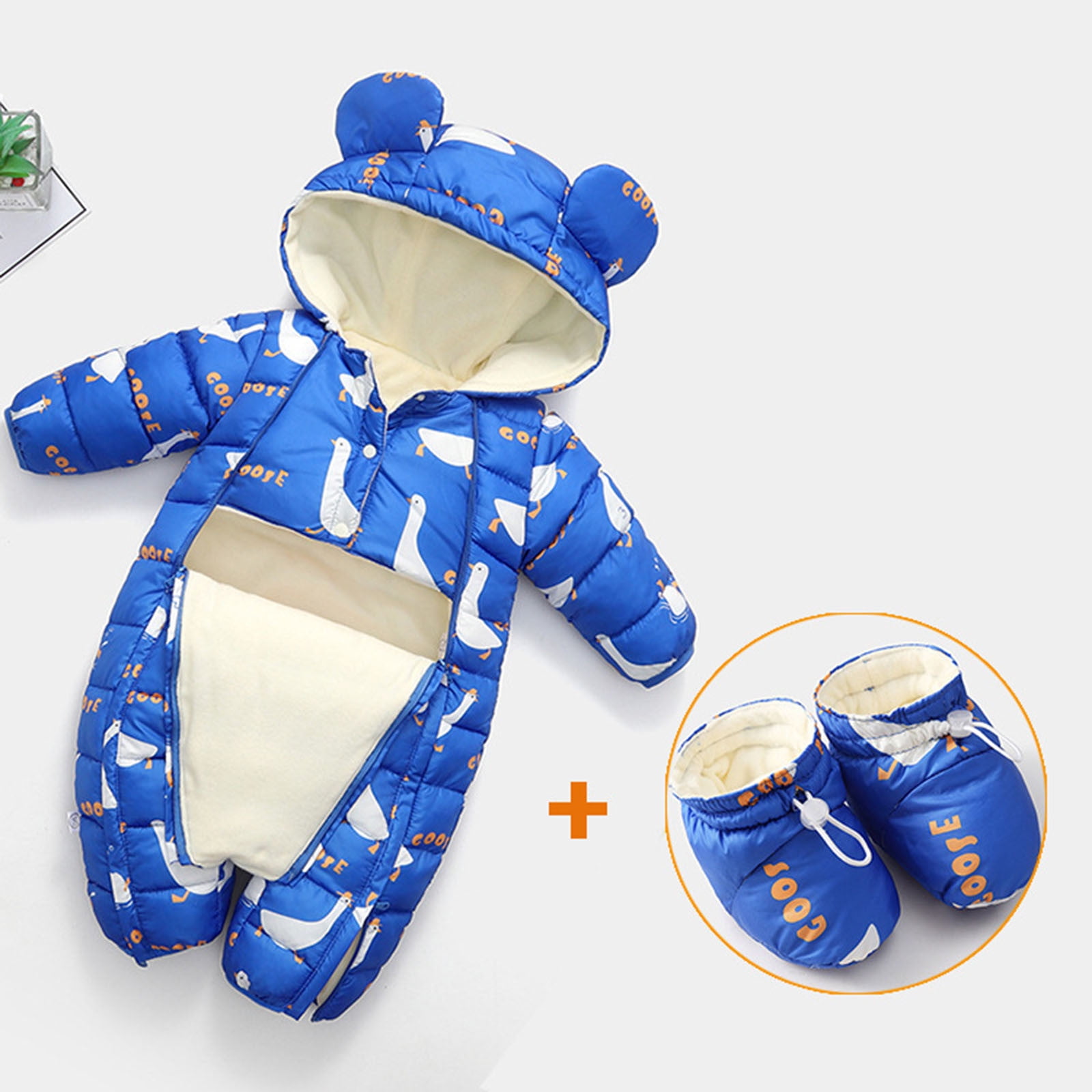 Ketyyh-chn99 Boys And Girls Outfit Sets 0-24 Months Cute Cartoon Animals Hooded Snow Wear Winter Jumpsuit Outwear Snowsuit Warm Romper Coat With Shoes Suits F,6-12 Months
