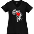 thumbnail image 3 of Inktastic Black History Month Ink Print African Heart Women's Plus Size V-Neck T-Shirt, 3 of 5