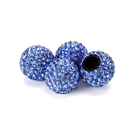 FUEENIRVA Rhinestone Cap Car Tyre Valve Cap Blue Rubber 4Pcs