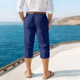 thumbnail image 4 of LWavelet Men's Slim Fit Casual Capri Pants with Belt Loops & Side Pockets for Business Casual Daily Wear Dark Blue L, 4 of 4