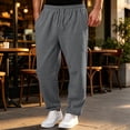 thumbnail image 6 of Men's Baggy Cargo Sweatpants Straight Wide Leg Open Bottom Drawstring Elastic Waist Cargo pants Workout Athletic Joggers Sweat Pants with pockets Dark Gray 3XL, 6 of 8