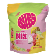 BUBS Swedish Candy Sour and Sweet Gummy Candy Mix, Strawberry Vanilla, Tutti Frutti, Lemon Raspberry, Banana Toffee, Vegan, 10 oz. Gluten Free, Vegan