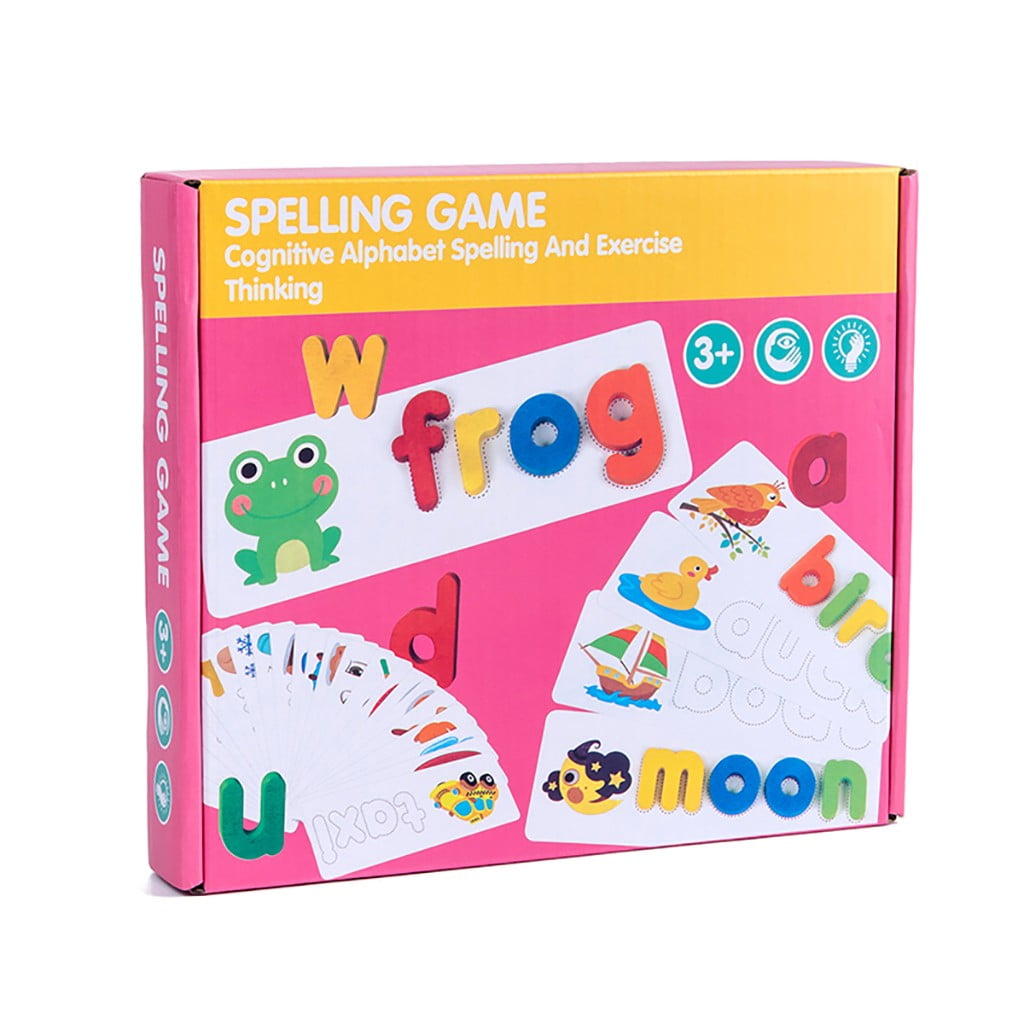 Details about   Letter Recognition Spelling Game Wooden Alphabet Letter Learning Cards for Kids 