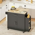 thumbnail image 2 of HOMCOM Mobile Kitchen Island with Power Outlet Drop Leaf Kitchen Cart Black, 2 of 10