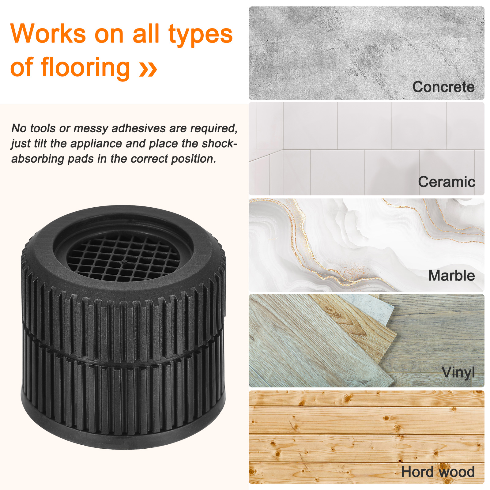 Uxcell 4pcs Anti Vibration Pads for Washing Machine, Washer & Dryer Pedestals with Tank Tread Grip, Noise-reducing Mats