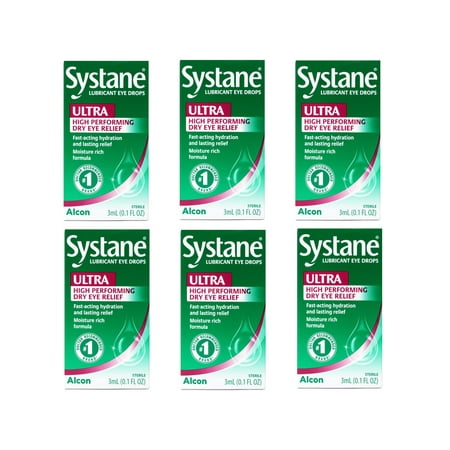 6 Pack - Systane Lubricant Eye Drops Ultra High Performing Dry Eye Relief, 3ml (0.1 fl oz)