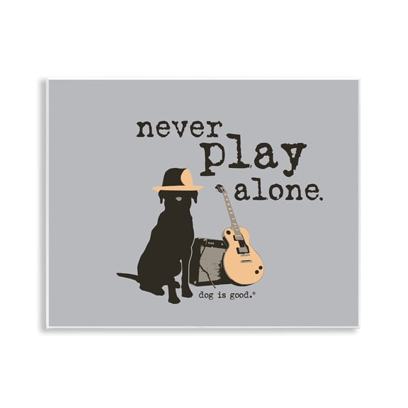 Stupell Industries Never Play Alone with Dog Animals Painting Unframed Art Print Wall Art, 14 x 11