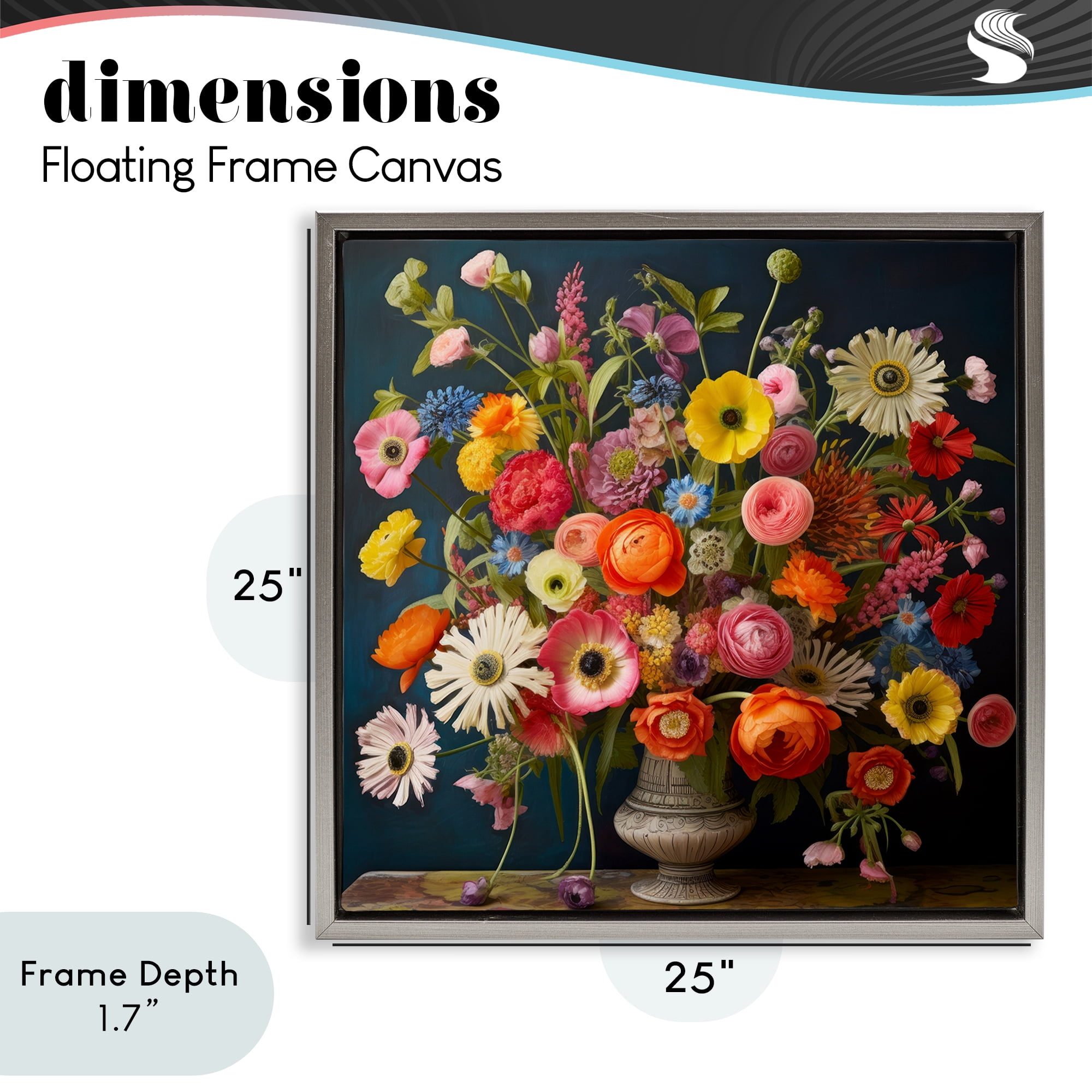 Stupell Industries Harmonious Garden Bouquet Gray Framed Floater Canvas Wall Art, design by Lazar Studio