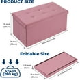 thumbnail image 3 of Storage Ottoman Bench 30 inch Foldable Ottoman Foot Rest Velvet Ottoman Rectangle End of Bed Bench Storage Chest for Living Room Bedroom Entryway Pink, 3 of 8